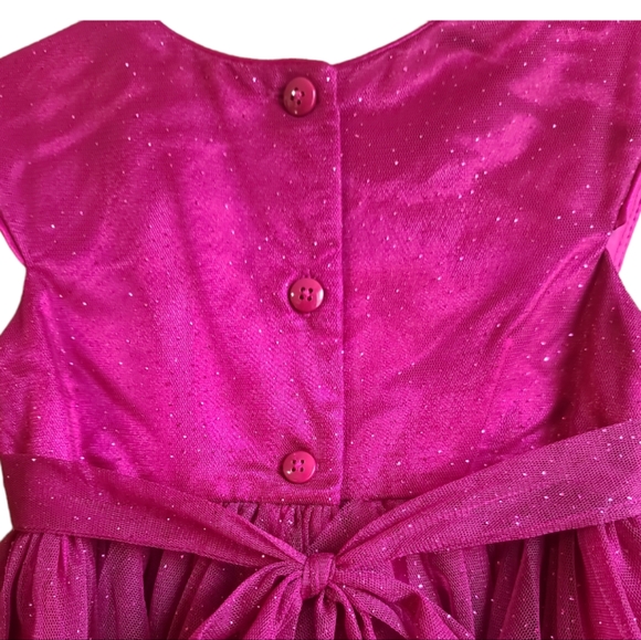 NWOT 3T Toddler Girl's Holidays Maroon Sparkling Dress With Belt - Picture 4 of 8